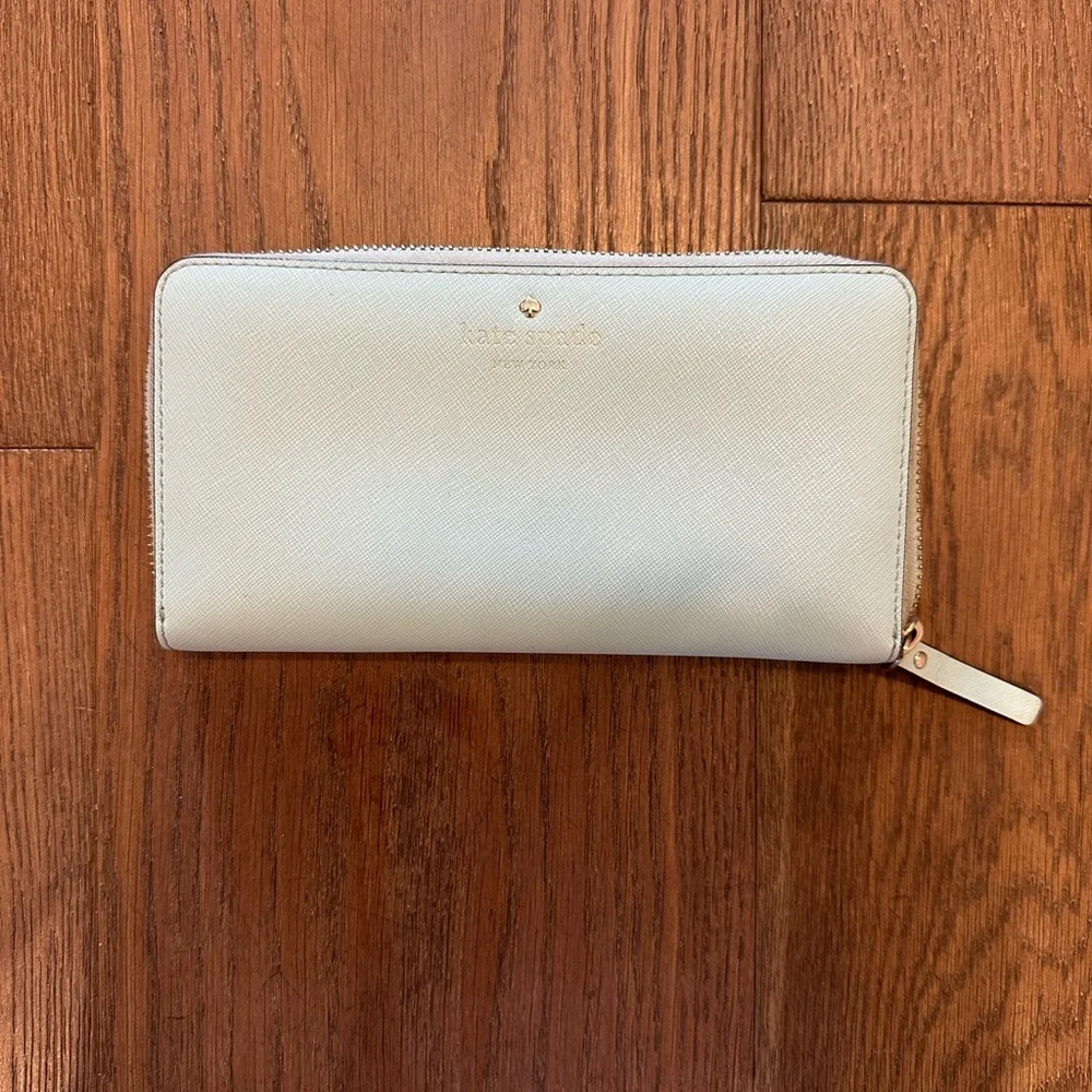 Kate Spade Cedar Street Lacey Turquoise Leather Wallet with Zip Closure
